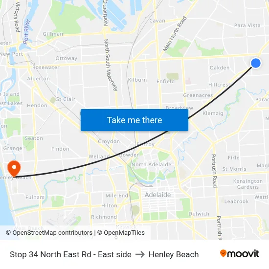 Stop 34 North East Rd - East side to Henley Beach map