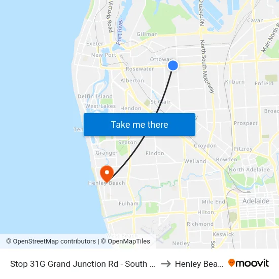 Stop 31G Grand Junction Rd - South side to Henley Beach map