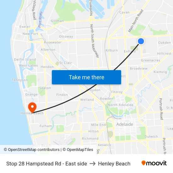 Stop 28 Hampstead Rd - East side to Henley Beach map