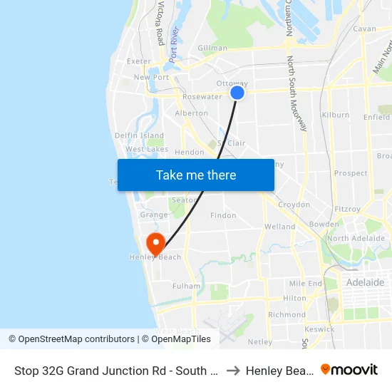 Stop 32G Grand Junction Rd - South side to Henley Beach map