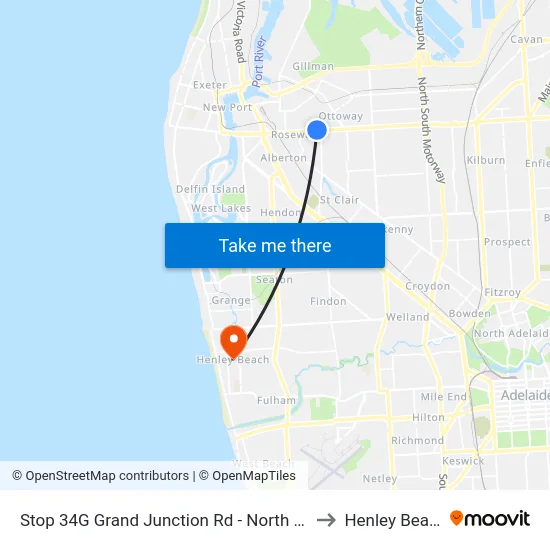 Stop 34G Grand Junction Rd - North side to Henley Beach map