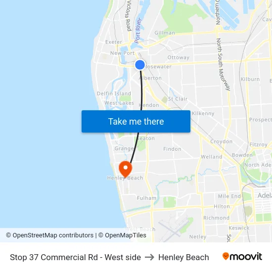 Stop 37 Commercial Rd - West side to Henley Beach map