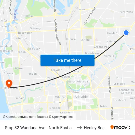 Stop 32 Wandana Ave - North East side to Henley Beach map