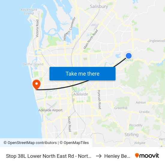 Stop 38L Lower North East Rd - North side to Henley Beach map