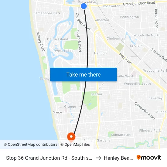 Stop 36 Grand Junction Rd - South side to Henley Beach map