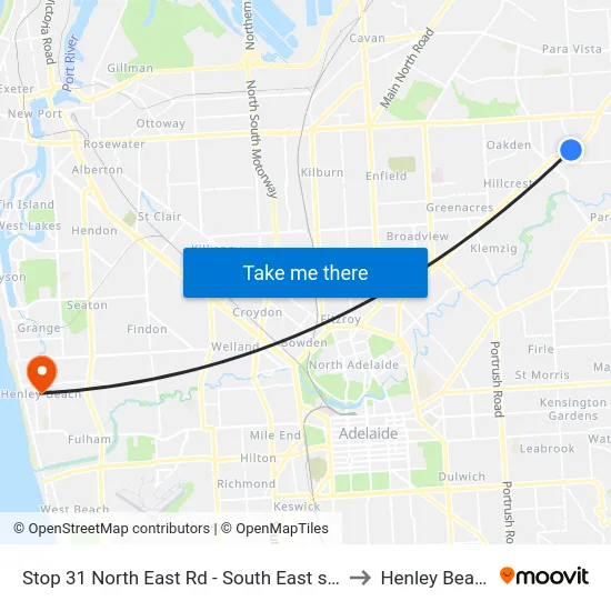 Stop 31 North East Rd - South East side to Henley Beach map