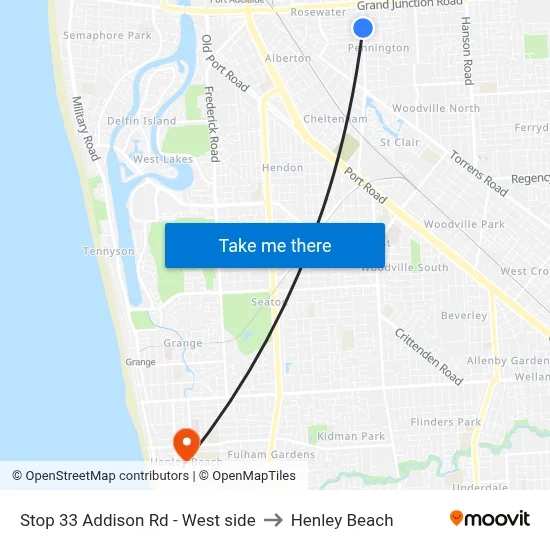 Stop 33 Addison Rd - West side to Henley Beach map