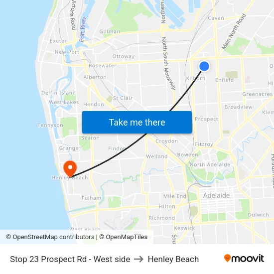 Stop 23 Prospect Rd - West side to Henley Beach map
