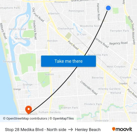 Stop 28 Medika Blvd - North side to Henley Beach map