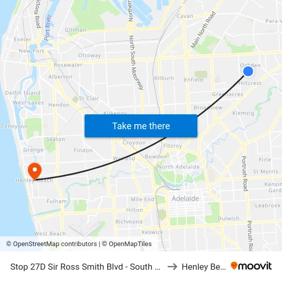 Stop 27D Sir Ross Smith Blvd - South East side to Henley Beach map