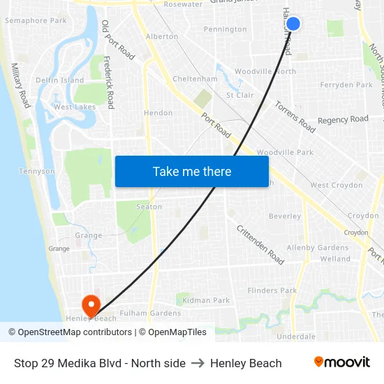 Stop 29 Medika Blvd - North side to Henley Beach map