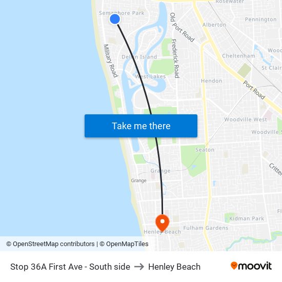 Stop 36A First Ave - South side to Henley Beach map