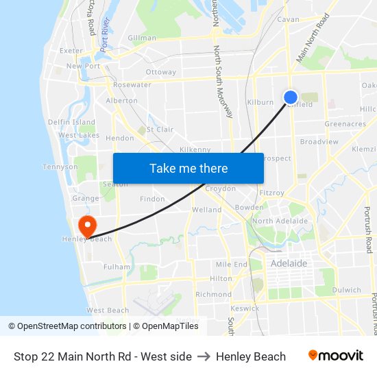 Stop 22 Main North Rd - West side to Henley Beach map