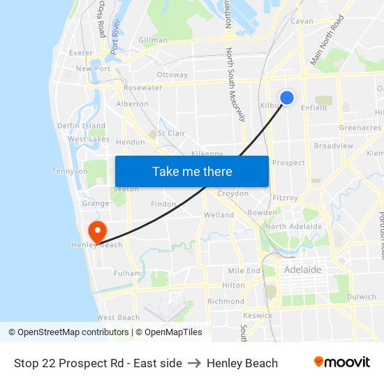 Stop 22 Prospect Rd - East side to Henley Beach map