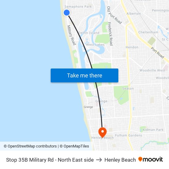 Stop 35B Military Rd - North East side to Henley Beach map