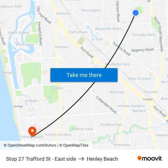 Stop 27 Trafford St - East side to Henley Beach map