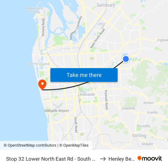 Stop 32 Lower North East Rd - South East side to Henley Beach map