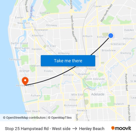 Stop 25 Hampstead Rd - West side to Henley Beach map