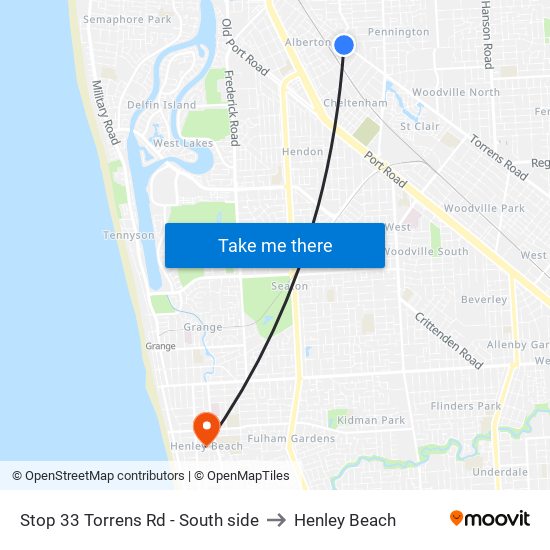 Stop 33 Torrens Rd - South side to Henley Beach map