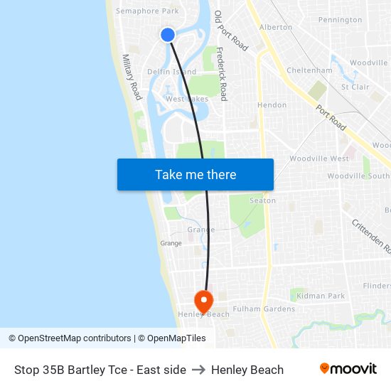 Stop 35B Bartley Tce - East side to Henley Beach map