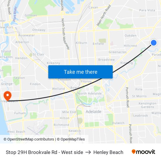 Stop 29H Brookvale Rd - West side to Henley Beach map