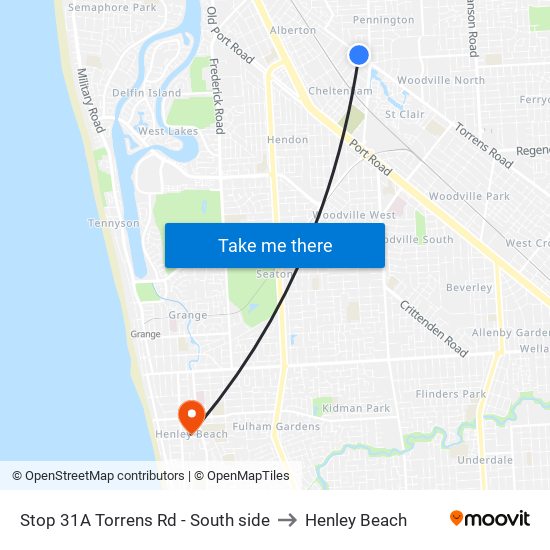 Stop 31A Torrens Rd - South side to Henley Beach map