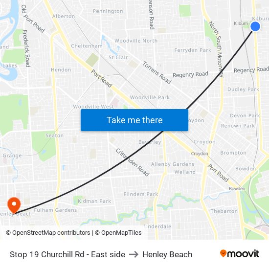 Stop 19 Churchill Rd - East side to Henley Beach map