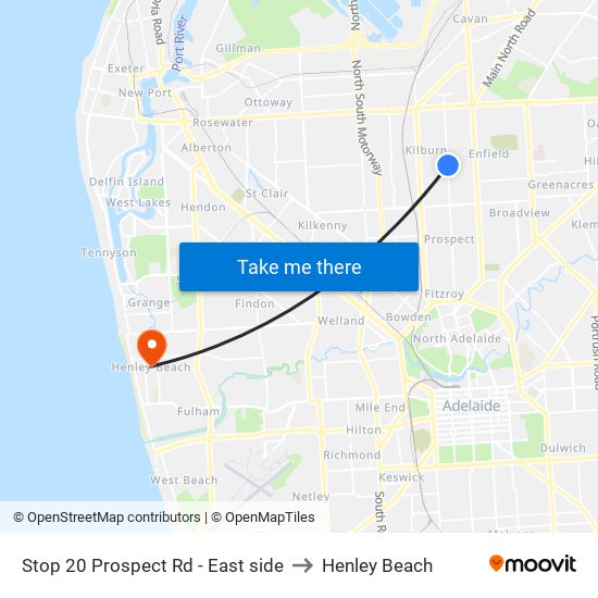 Stop 20 Prospect Rd - East side to Henley Beach map