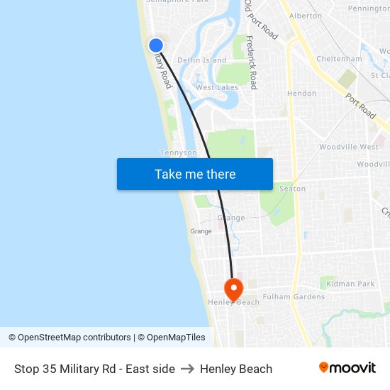 Stop 35 Military Rd - East side to Henley Beach map