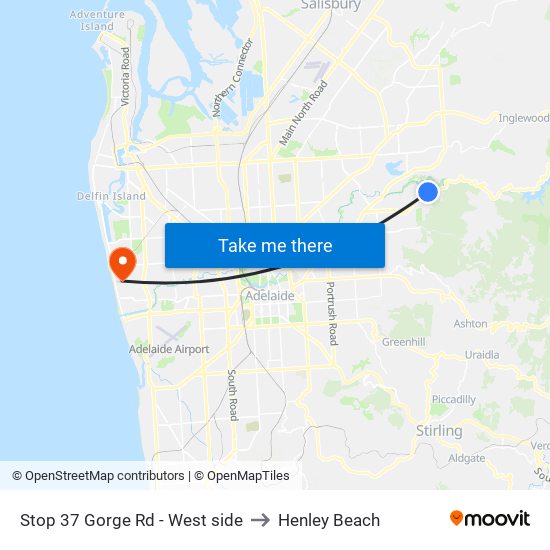 Stop 37 Gorge Rd - West side to Henley Beach map