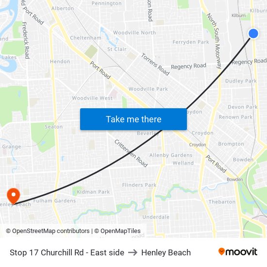 Stop 17 Churchill Rd - East side to Henley Beach map