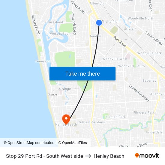 Stop 29 Port Rd - South West side to Henley Beach map