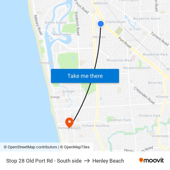 Stop 28 Old Port Rd - South side to Henley Beach map