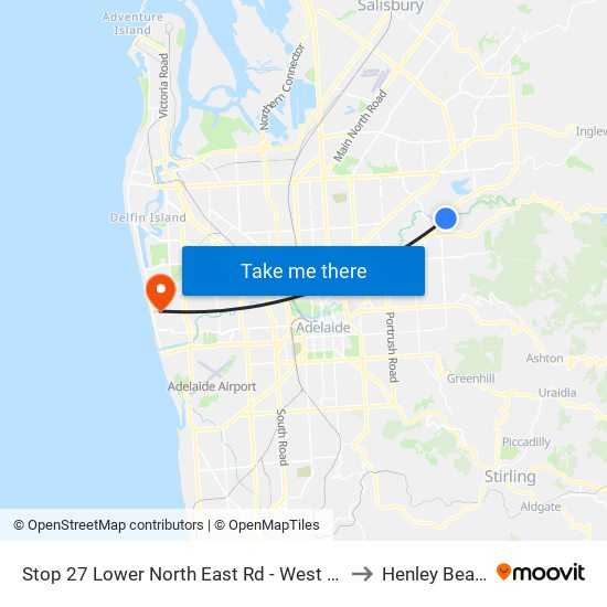 Stop 27 Lower North East Rd - West side to Henley Beach map