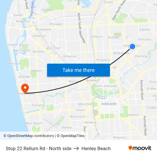 Stop 22 Rellum Rd - North side to Henley Beach map