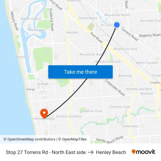 Stop 27 Torrens Rd - North East side to Henley Beach map