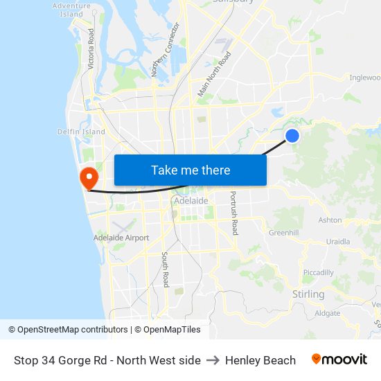 Stop 34 Gorge Rd - North West side to Henley Beach map