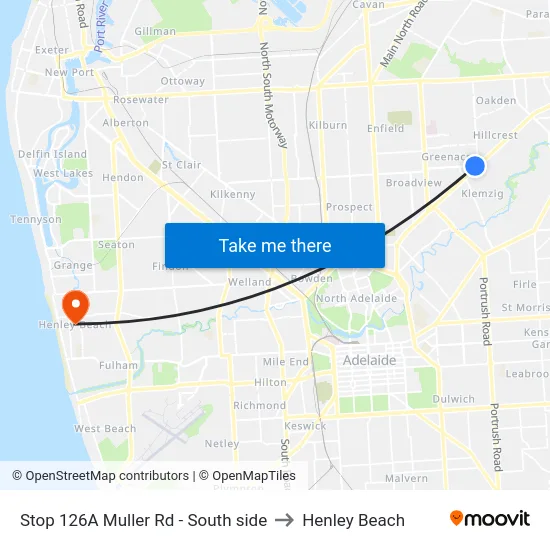 Stop 126A Muller Rd - South side to Henley Beach map