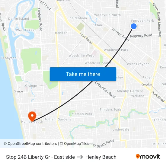 Stop 24B Liberty Gr - East side to Henley Beach map
