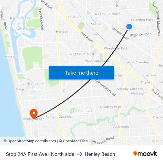 Stop 24A First Ave - North side to Henley Beach map