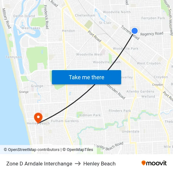 Zone D Arndale Interchange to Henley Beach map