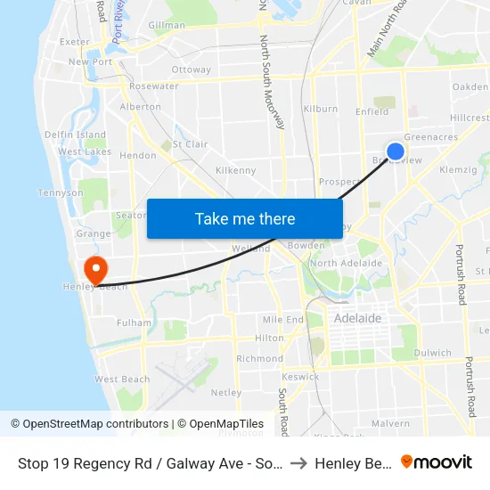 Stop 19 Regency Rd / Galway Ave - South side to Henley Beach map