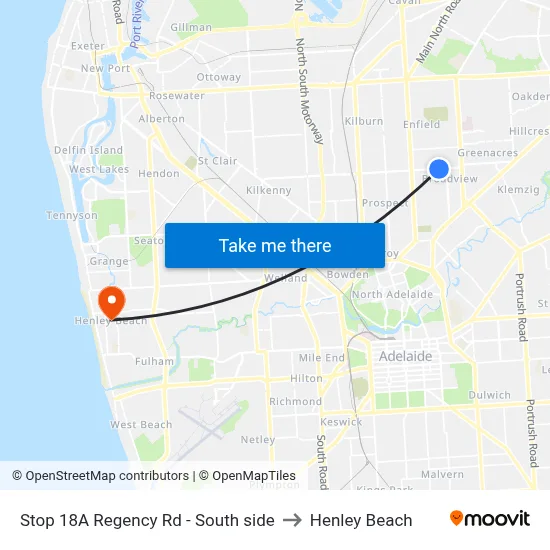 Stop 18A Regency Rd - South side to Henley Beach map