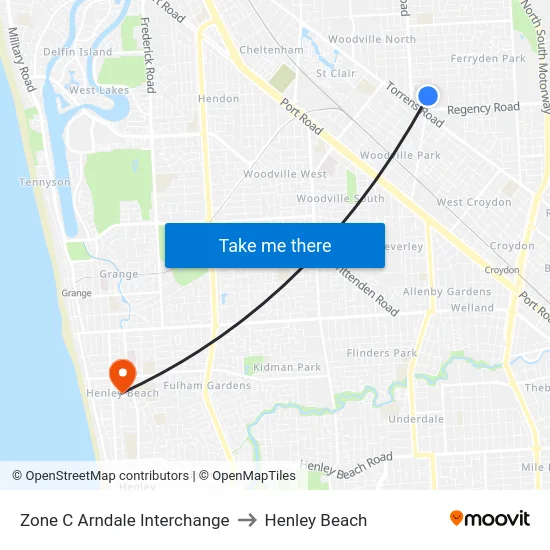 Zone C Arndale Interchange to Henley Beach map