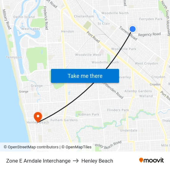 Zone E Arndale Interchange to Henley Beach map