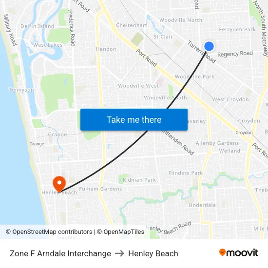 Zone F Arndale Interchange to Henley Beach map