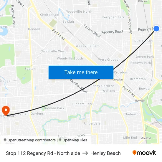 Stop 112 Regency Rd - North side to Henley Beach map