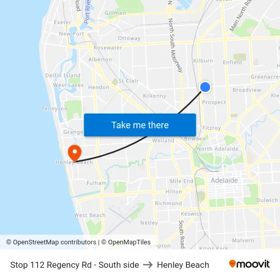 Stop 112 Regency Rd - South side to Henley Beach map
