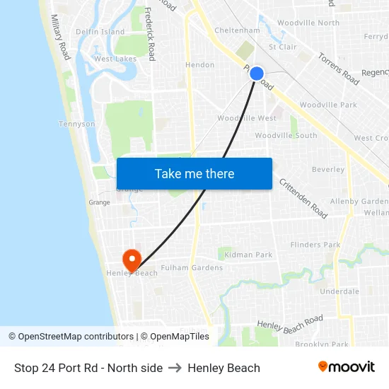 Stop 24 Port Rd - North side to Henley Beach map