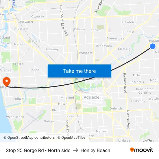 Stop 25 Gorge Rd - North side to Henley Beach map